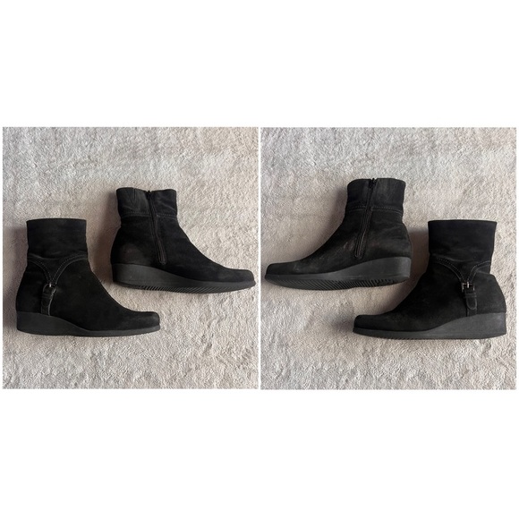 La Canadienne Sanford Suede Leather Buckle Zip Winter Ankle Boot Bootie Black - Picture 5 of 17